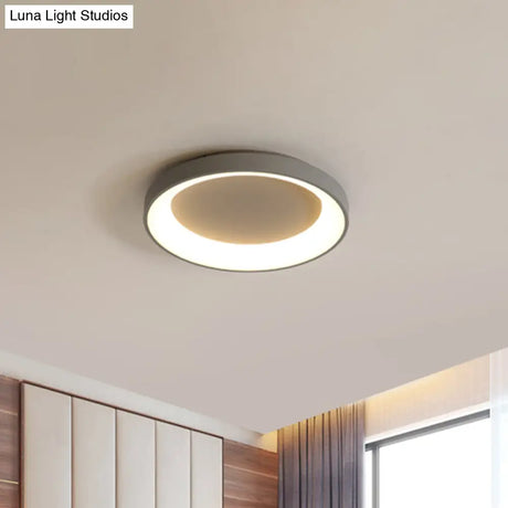 Nordic Style Plate Iron Ceiling Fixture Led Flush Mount Lamp In Grey/White For Bedroom - Available
