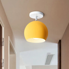 Nordic Style Round Ceiling Flush Mount Light With Metal Aisle Close To Lighting Yellow