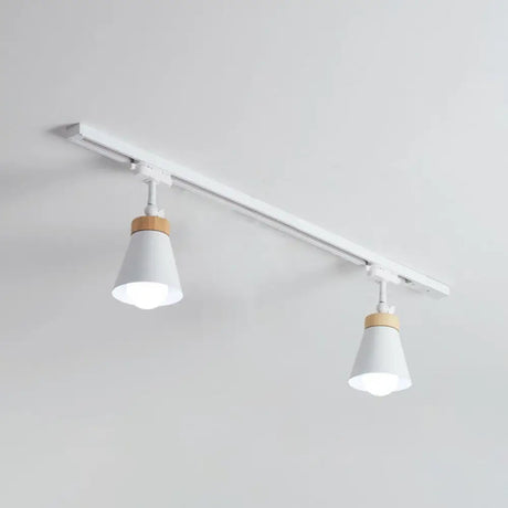 Nordic Style Semi Flush Mount Spotlight - Living Room Track Light With Cone Metal Shade Various