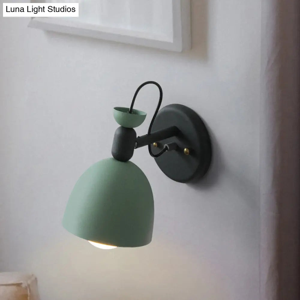 Nordic Stylish Dome Metal Wall Lamp With 1 Light Fixture In Black/White For Bedroom