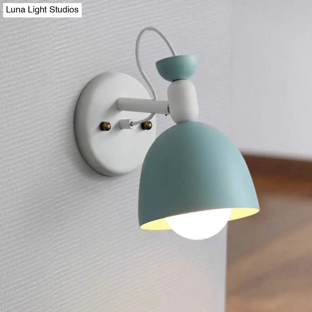 Nordic Stylish Dome Metal Wall Lamp With 1 Light Fixture In Black/White For Bedroom