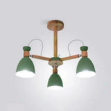 Nordic Stylish Metal Domed Hanging Light - Rotatable Chandelier For Study Room 3 / Green
