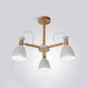 Nordic Stylish Metal Domed Hanging Light - Rotatable Chandelier For Study Room 3 / White