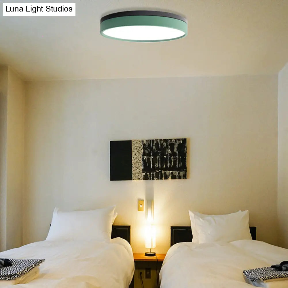Nordic Tambour Led Ceiling Light In White With 12/16/19.5 Inch Diameter And Color Options