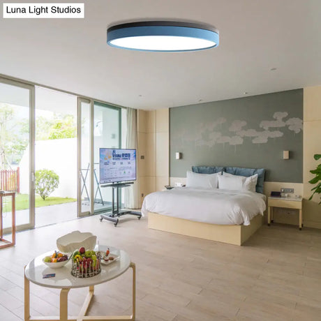 Nordic Tambour Led Ceiling Light In White With 12/16/19.5 Inch Diameter And Color Options