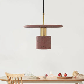 Nordic Terrazzo Pendant Lamp In White/Black/Pink: Round Plate And Cylinder Design Perfect For