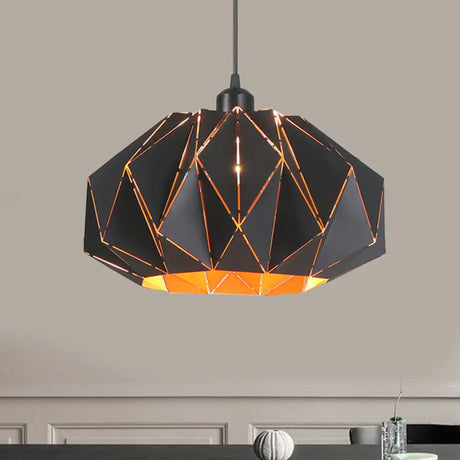 Nordic White/Black Pendant Lamp With Laser-Cut Iron Shade For Living Room Black