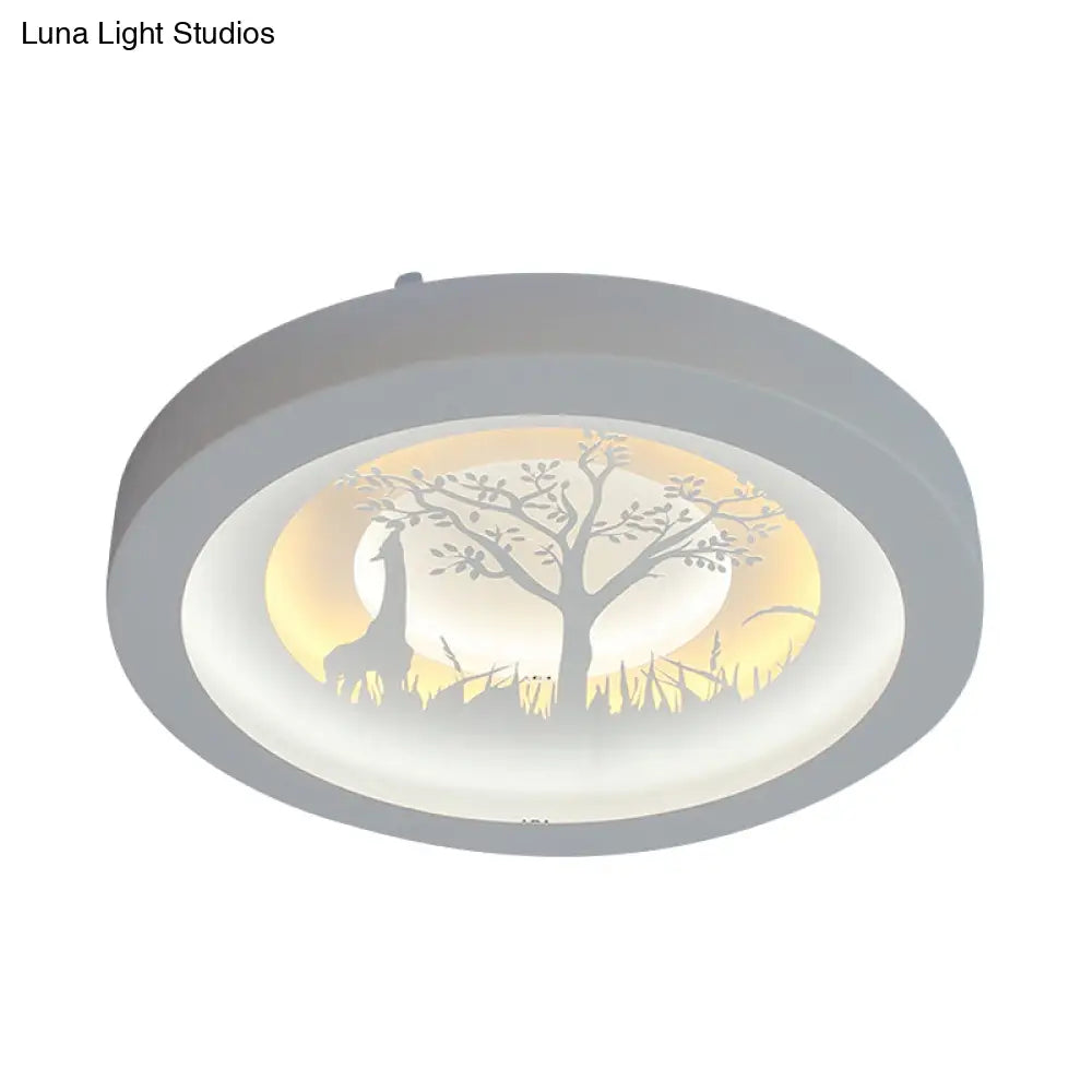 Nordic White Led Circular Flush Ceiling Light For Living Room