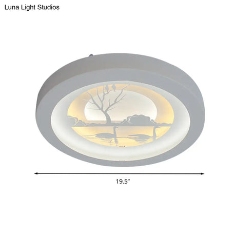 Nordic White Led Circular Flush Ceiling Light For Living Room