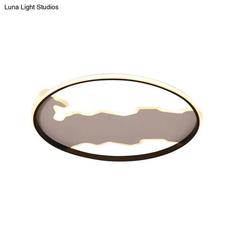 Nordic White Thin Loop Led Ceiling Light With Zigzag Panel Warm/White - 16.5’/20.5’ W