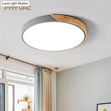 Nordic Wooden Ceiling Lamp Dimmable Led Lights Round 30-60 Size Diameter Ultra-Thin 5 Cm High 7