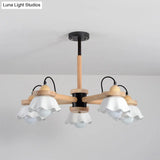 Nordic Wooden Chandelier With Scallop Shades - Perfect For Living Room Ceiling Lighting