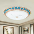 Opal Glass Domed Flush Light Fixture Countryside Led Bedroom Mounted Lamp 13’/16’/19.5’ In