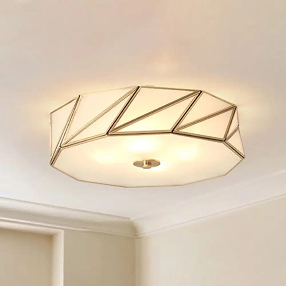 Opal Glass Flush Mount Lamp With Brass Finish - Bedroom Ceiling Fixture (3/4/6 Lights) 6 /
