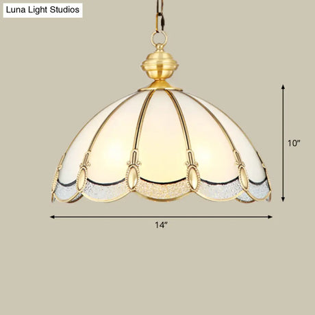 Opal Glass Gold Chandelier Umbrella Pendant Light Fixture For Dining Room