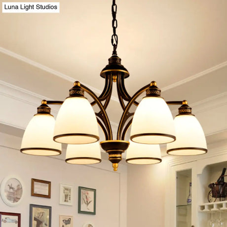 Opal Glass Pendant Light Fixture - Classic Bell Chandelier For Living Room