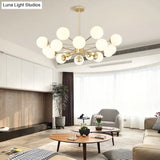 Opal Glass Radial Chandelier - Postmodern Pendant Light For Living Room