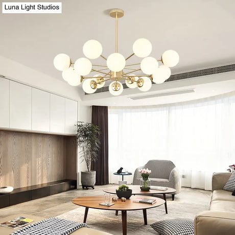 Opal Glass Radial Chandelier - Postmodern Pendant Light For Living Room