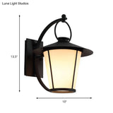 Opal Glass Sconce Light Vintage Royal Black Cone/Cylinder Outdoor Wall Lamp With One Bulb