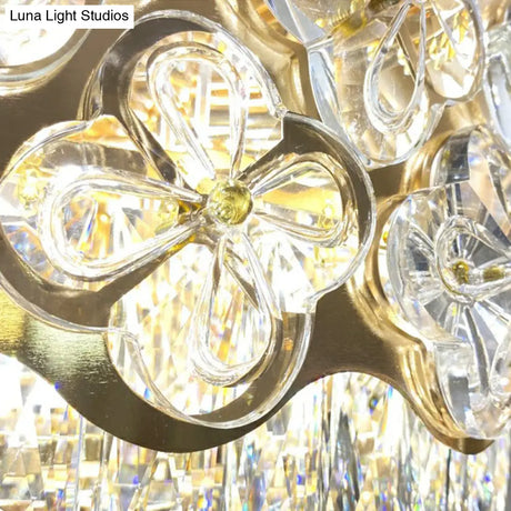 Opulent Crystal Drum Shaped 3 - Light Ceiling Light For Bedrooms - Minimalist Clear Flush Mount