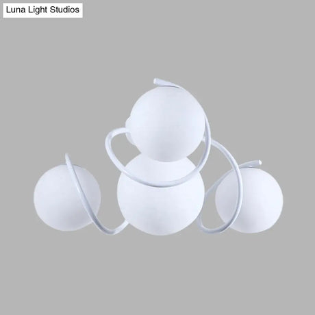 Orb Opal Glass Semi Flush Light - Traditional Black/White 4/7 Lights Living Room Ceiling Lighting