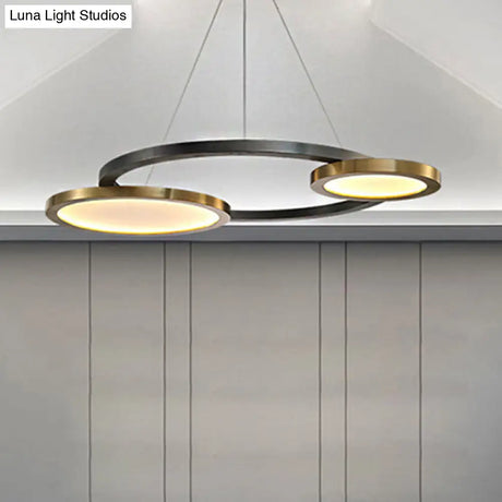 Orbit Metal Led Chandelier - Modern Golden Hanging Light With Adjustable Cord
