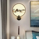 Oriental-Inspired Led Wall Light With Metallic Shade For The Bedroom Black