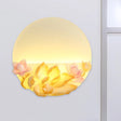 Oriental Style Led Magnolia Wall Light - Pink And White Circular Acrylic Mural Pink-White
