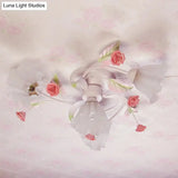 Pastoral Style Floral Semi Flush Mount Ceiling Light With Frosted Glass Shade In White
