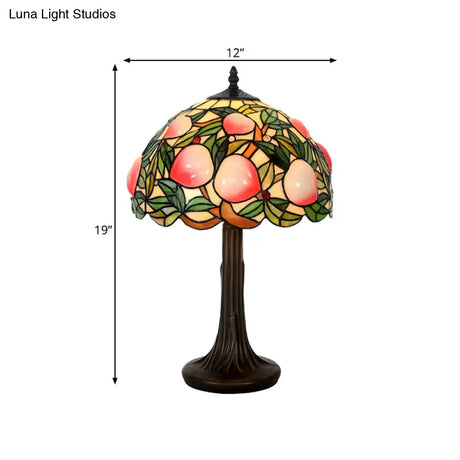 Pauline - Peach Stained Glass Night Lamp: Tiffany-Style Coffee Table Light