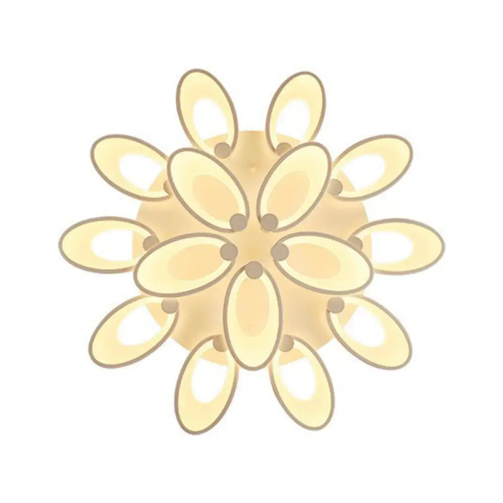Peacock Ceiling Mounted Led Light: Minimalist Acrylic Semi Flush Mount For Living Room In White
