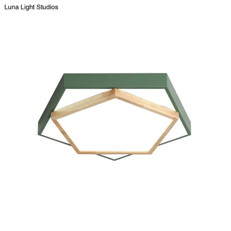 Pentagon Macaron Acrylic Led Flush Mount Lamp In White/Warm/Natural Light - Sizes 14’/18’/21.5