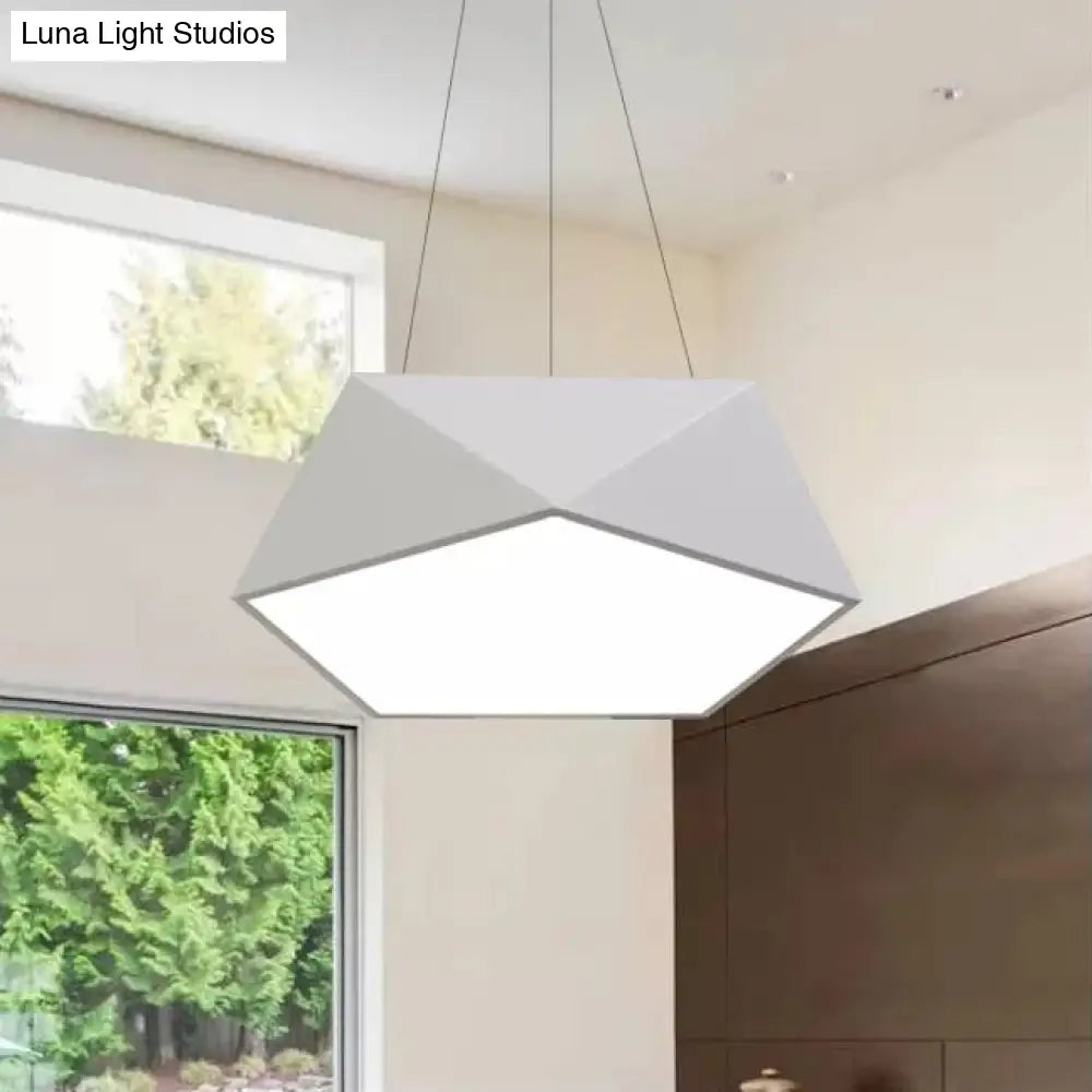 Modern Pentagon Pendant Light With Led - 16.5/20.5/24.5 Wide White/Black/Yellow Ceiling Lamp Acrylic