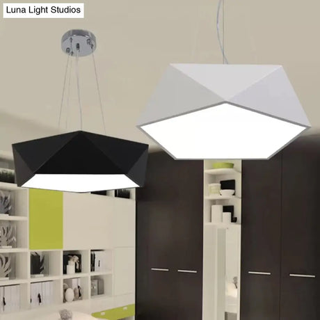 Pentagon Pendant Lighting Metal Ceiling Lamp Fixture With Led And Acrylic Diffuser