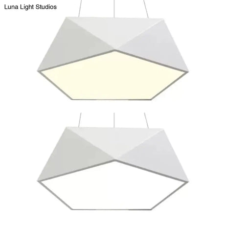 Pentagon Pendant Lighting Metal Ceiling Lamp Fixture With Led And Acrylic Diffuser