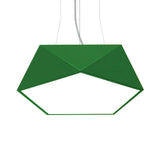 Pentagon Pendant Lighting Metal Ceiling Lamp Fixture With Led And Acrylic Diffuser Green / 16.5’