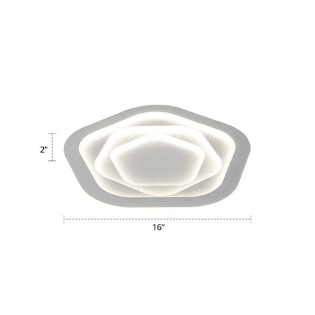 Pentagonal Flush Mount Led Ceiling Light In White Acrylic Minimalistic Bedroom Lighting / 16 Remote