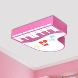 Piano Flush Ceiling Light - Children’s Style Led Acrylic Fixture In Red/Yellow/Pink Warm/White