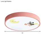 Pink Acrylic Flush Ceiling Light With Crescent & Fairy Baby Room Creative Lamp