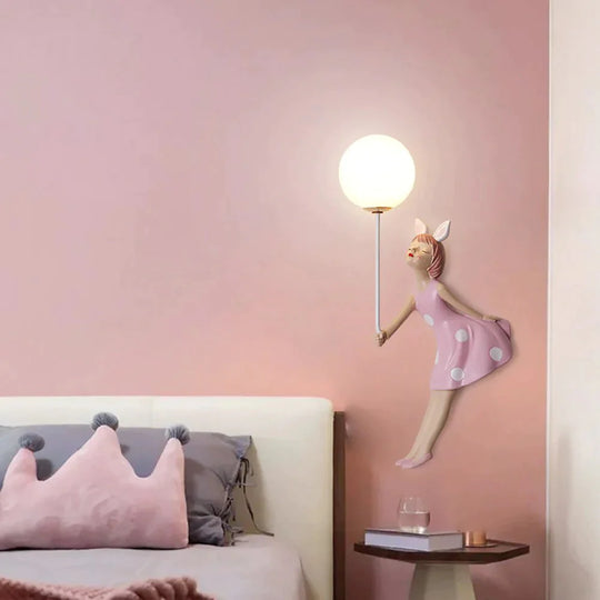 Pink Girl Wall Lamp for Princess Room Girls Room