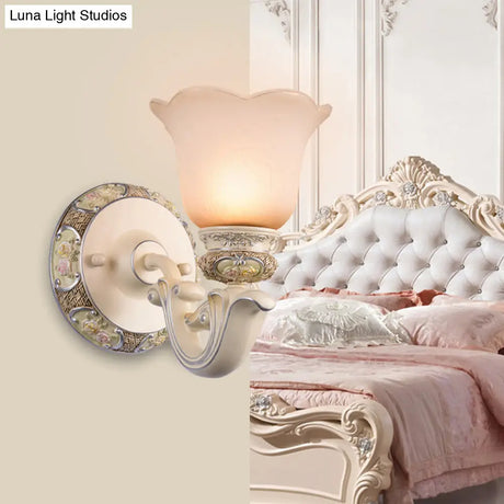 Pink Opaline Glass Wall Mounted Flower Light For Drawing Room