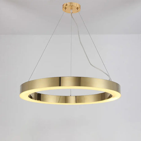 Polished Gold Led Pendant Lighting With Stainless Steel Chandelier Lamp