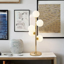 Post-Modern Cream Glass Nightstand Lamp With 5 Lights - Ball Metal Table Lighting In Black/Gold For