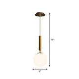 Post-Modern Glass Ball Pendant Light: Sleek 1 Bulb Fixture For Bedroom Suspension Lighting Gold /