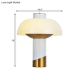 Post Modern Gold Bowl Desk Lamp With Milk Glass Shade For Living Room