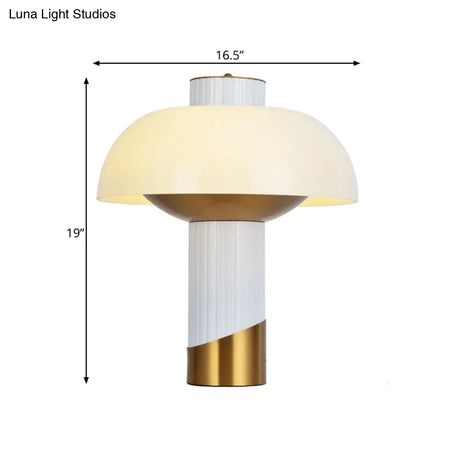 Post Modern Gold Bowl Desk Lamp With Milk Glass Shade For Living Room