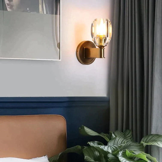 Post modern Light Luxury Crystal Copper Wall Lamp Copper Wall Lamps