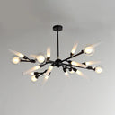 Post-Modern Metal Starburst Chandelier With Glass Shade For Living Room Ceiling 24 / Black