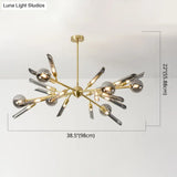 Post-Modern Metal Starburst Chandelier With Glass Shade For Living Room Ceiling