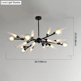 Post-Modern Metal Starburst Chandelier With Glass Shade For Living Room Ceiling